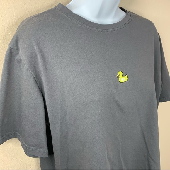 Grey Embroidered Yellow Duck Tee T Shirt Short Sleeve Stretch Medium - Picture 2 of 7